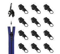 12 pcs Curseur Fermeture Eclair Clipsable,Clipsable 3 Tailles Reparation Fermeture Eclair,Têtes De Fermeture À Glissière Détachables Pour Veste, Manteau, Valise,Faciles À Utiliser Et Durable (Noir)
