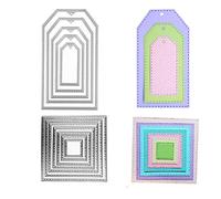 12 pcs de poinçonnage forme rectangulaire de gabarit Set matrices métalliques coupe d'argent quadrilatérale de trame carrée meurt pour bricolage cet album scrapbooking, découpage cartes stencil déco
