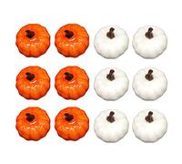 12 pcs décoration de citrouilles Automne, Petites Mini Fausses Citrouille artificielles pour la récolte d'automne Halloween décoration déco Feuilles Citrouilles à Thanksgiving Halloween