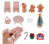 12 pcs Decoration Miniature Noël, Miniature GNOME de Noel, Mini Sapin Accessoire de Noel, Mini Maison Rouge a LED, Sucre d'orge Boule, Bonhomme Pain D'épice, Decoration Christmas DIY Cadeau Enfant
