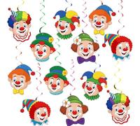 12 Pcs Décorations de Fête de Clown, Guirlandes en Spirale avec Motif de Clown, Suspendu Vortex décoration pour Le Carnaval, Circus Déco, pour Anniversaire, Foraine, Poisson D'avril