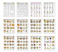 12 Pcs Diabète Liste des aliments Diabète Tableau des repas Information Plan d'alimentation, Liste des aliments à faible teneur en glucides pour le contrôle du sucre dans le sang
