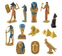 12 PCS Figurines Égypte Anciennes Définir les Statues Miniatures en PVC, les Ornements Accrocheurs des Héros égyptiens, le Décor Boost pour la Maison et le Bureau, avec une (BL-1136 Égypte ancienne)