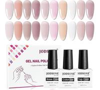 12 Pcs Gel Nail Polish Set with Base Coat and Top Coat, 10 Colors White Pink Nude Jelly Gel Polish Perfect for DIY VERNIS A ONGLES