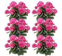 12 PCS Géraniums Fleurs artificielles réalistes Fake Geraniums Geraniums artificiels Fleur de Soie pour Le Jardin extérieur Patio Grave Vase Vase Table maître de la pièce Rose Rouge, Géraniums artifi