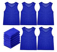 12 Pcs Gilets d'Entraînement d'Équipe de Mêlée Gilets de Sport en Maille de Nylon Maillots de Dossards pour Enfants Jeunesse Sports Basketball Football (Bleu Foncé)