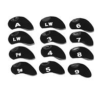 12 Pcs Golf Club Head Covers, Iron Pole Protective Cover, Numbered Waterproof Neoprene Iron Head Covers with Scratch Resistance for Men and Women Golfers, Includes 3 4 5 6 7 8 9 A (Noire)