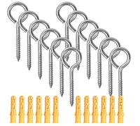 12 Pcs M6*80mm Crochets à Oeil Vis avec Tubes d'expansion, Crochets Piton à Visser en Acier Inoxydable, Boulon à œil Oeillets à vis, Auto Taraudeuse Anneau Vis pour Suspension Intérieure Extérieure