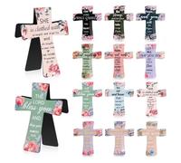 12 PCS Magnetic Cross Bookmarks - Christian Religious Bible Verse Book Marks, with Inspiration Sayings, for Study, Readers, Teachers, Students (12 pcs)
