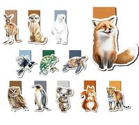 12 pcs Marque Page Magnetique, Marque-Page Animaux de Dessin Animé,Faveurs de Fête, pour Amateurs de Livres, Accessoires de Lecture-DW001