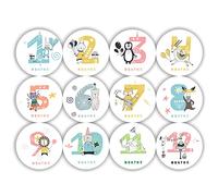 12 Pcs Mensuel Milestone Autocollants Etape Bebe, Bébé Mensuel Milestone Stickers, Cycle de Grossesse Stickers pour Cadeaux de Naissance et Souvenirs