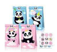 12 PCS Mignon Panda Party Favor Sacs, Panda Thème Anniversaire Fête Cadeau Sacs, Animaux Faveur Sacs, Sacs-cadeaux à thème amusant, cadeaux de fête Sacs à bonbons avec autocollant (garçons)