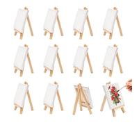 12 Pcs Mini Chevalet avec Toile Peinture,10 x 10 cm, avec chevalet de 8 x 15 cm, pour affichage, cartes de visite, photos, posters, mémo, travaux manuels, albums phot