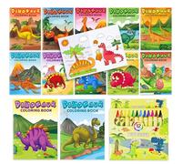 12 pcs mini livres de coloriage set en vrac de stylos pour remplir les sacs de fête petits livres d'activités avec dinosaures thèmes favors birthday goodies supplies