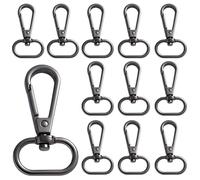 12 pcs Mousquetons Pivotants en Métal pour Porte-Clés, Clips Lanières et Chaînes de Chiot, Fermoirs à Griffe pour Sacs (gris anthracite)