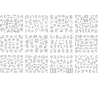 12 Pcs Nail Sticker Designers Beauty Sticker Fleur Floral Cactus Auto-Adhésif Dos Acrylique Nail Sticker Pour Ongles Manucure Décalques Article (Hbjy277-288gold) (Hbjy277)