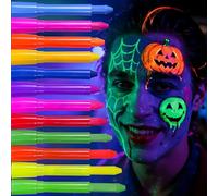 12-PCS Neon Face Paint ，Glow in The Dark Party Supplies Kit with UV Crayons | Washes Off Easily with Water | for Halloween Christmas Carnival Cosplay