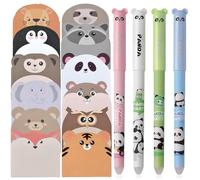 12 Pcs Notes Autocollantes en Forme D'animal avec 4 Stylos Gel Effaçables avec Encre Thermosensible, Notes Autocollantes Kawaii Petits Blocs-notes pour Enfants pour étudiants, Maison, Bureau, Cadeaux