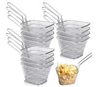 12 PCS Panier à Frites en Acier Inoxydable, Mini Panier de Friteuse Rectangulaire Individuel, Panier de Service pour Frites, Poulet Frit, Rondelles d’Oignon, Crevettes
