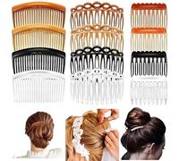 12 Pcs Peigne Cheveux, Broche Cheveux Décoratifs en Plastique, Peignes Chignon Latéraux Créatifs Accessoires Cheveux Femme Fins, 4 Couleurs Différentes et 3 Styles Différents