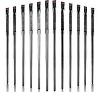 12 Pcs Pinceau à Sourcils à Eye-Liner Brosses à Eye-Liner à Angle Fin Pinceau de Maquillage Biseauté Brosses à Pointe Inclinée Pinceau à Angle Plat Incliné Fin en Poils Artificiels (Noir)