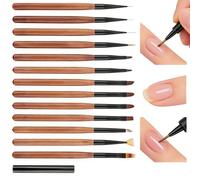 12 PCS Pinceau Nail Art Ongles en Bois de Santal avec Étui,Set Pinceau Nail Stylo Ongles Complet pour Manucure Gel UV, Acrylique et Décoration, Idéal pour Salon et DIY