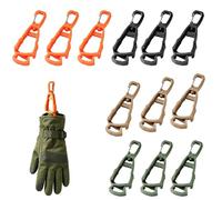 12 Pcs Pinces à Gants Porte Gants Multifonction Noir Orange Kaki Vert Militaire, Ceinture de Travail Gants Tronconneuse Clip Anti-Perte pour Randonnée Camping Ski et Activités Extérieures