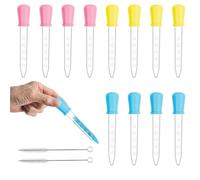 12 Pcs Pipette Plastique 5ml Silicone Pipettes Graduées und 2 Brosse Propre Compte Goutte Pipette Enfant Pipette Cuisine Transfert Pipette Dropper pour Laboratoire Enfant und Alimentaire