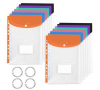 12 Pcs Pochettes Plastiques A4 Perforées, Pochette Plastique A4 Perforée, Classeur Pochette Transparente Perforées pour Classement Bureau Organisateurs de Documents, avec 4 Anneaux de Reliure