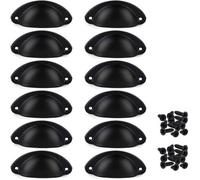 12 Pcs Porte Tiroir Armoire Fer Coquille Coupe Demi-Cercle PoignÉE Bouton De Traction Avec Vis 8.1cm X 3.2cm (Noir)