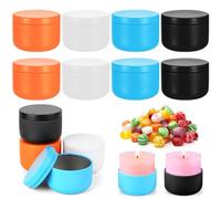 12 Pcs Pot Bougie, Contenant pour Bougie avec Couvercle, Pot a Bougies Metal, Recipientes Latas Para Velas, Guardar Lociones, Cremas, Velas, Hojas Sueltas, Hierbas, Café, Azúcar y Té (4 Tamaños)