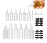12 pcs Recipient Sauce,60ml/100ml Petites Bouteilles à Presser,Bouteille de Condiments,Bouteilles Flacons Souples en Plastique pour Distributeur de Huile Ketchup + 2 Entonnoirs/1 Autocollant/1 Stylo