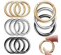 12 pcs Rond Boucle à Ressor, Anneaux porte n Alliage Diamètre intérieur 25 mm, anneaux Toriques à Ressort Convient aux sacs à main porte-clés et sacs, Doré/Argenté/Noir
