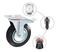 12 pcs roulettes pivotantes 200 mm en caoutchouc avec frein pour chariot, équipement d'atelier, manutention et transport, capacité 180 kg, cadre en fer zingué, protection sol silencieuse