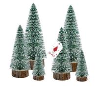 12 Pcs Sapin De Noel Miniature, Mini Arbre de Noël Artificiel avec Bases en Bois, DIY Miniature Mini Arbre De Noël De Simulation Décor D'ornement De Fenêtre De Bureau Exquis Cadeau(10-15 - 20 cm)