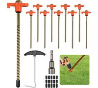 12 Pcs Screw On Tent Pegs,20.5 Cm Pegs,Camping Pegs,Tent Pegs,With Nail Puller Drill Screw Cover,For Hard Ground Gazebos Awnings Outdoor Garden