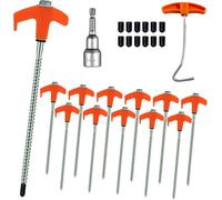 12 Pcs Screw Tent Pegs,20 Cm Steel Fixing Pegs With Thread,Heavy Duty Camping Ground Anchors,Accessories Awning Support For Outdoor,Garden,Hard Floor,Grass,Trampolines (Orange)