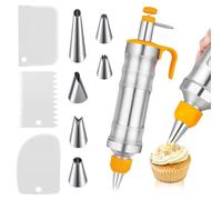 12 PCS Seringue Patisserie, Pistolet Patisserie en Acier Inoxydable, Kit Patisserie avec 6 Buses et 3 Spatules, Patisserie Accessoires Professionnel, Reutilisable, pour Décoration de Gâteaux