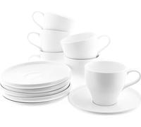 12 pcs. Set de tasses à moka en blanc avec design cannelé avec soucoupe et anse