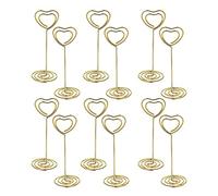 12 PCS Supports de Numéro de Table,Porte Cartes en Forme de Coeur,Photo Menu Clip pour Numéro de Table de Mariage, le Banquet de Fête