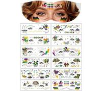 12 Pcs Tatouages Couleur à Paillettes pour Le Visage Effronté,atouages Temporaires, Autocollants de Visage de Tatouage, Tatouage Facial Amovible,Pour Halloween, Fête, Carnaval, Festival, Noël