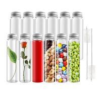 12 PCS Tubes à Essai Bouteille Sensorielle 80ml Transparent Tubes à Essai Bouteille Sensorielle avec Brosse de Nettoyage, Réutilisables Tube a Essai pour Fleurs Bonbons Épices