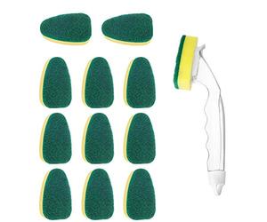 12 PCS Vaisselle éponge avec poignée Scrub Brosse de Nettoyage Robuste Plat Baguette pour la Cuisine, évier, Salle de Bains, Brosse de Nettoyage Replaceable