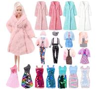 12 PCS Vêtement et Accessoires de Poupée 1 Vêtements d'hiver 3 Tenues (Top+ Pantalons) 5 Mini Robes pour Poupée Fille de 11,5" (Style Aléatoire)