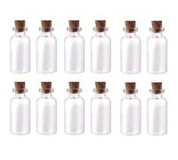 12 PCS Vide Verre Clair Vœux Bouteilles avec Bouchons De Bouchons Petite Décoration Artisanat Flacons Bocaux Cadeau Décoration Message Mariages Party Favors (15ml)
