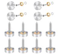 12 Pcs Vis à Miroir, Bolatus 16mm en Acier Inoxydable Miroir Décoratif Vis Couvercle Cap Clous avec Rondelles pour Tables à Miroir Plaques de Bain Armoires Panneaux en Verre