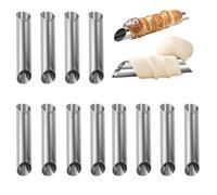 12 Pcsen Acier Inoxydable Crêpe Tube Crème Corne Moule, Vis Croissant Moule Diy Solénoïde Anode Spirale Gâteau Corne Pain De Cuisson Moule Cannoli Tubes,Pour Cuisine Cannoli, Feuilletés, Gâteau