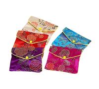 12 Petite Pochette En Soie, Soie Brocart Bijoux Sac, Sac De Rangement Pour Bijoux Avec Fermeture Éclair, Chinois Traditionnel Brocart Pochette Sac For Cadeau Mariage, 5 Farben