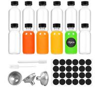 12 Petites Mini Bouteille Verre, Petite Bouteille en Verre de 60 ml, Bouteille Shot avec Entonnoir, Étiquettes, Stylo et Brosse, Fiole en Verre pour Shots de Gingembre & Huiles Essentielles