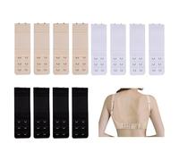 12 Pezzi Estensioni per Reggiseno, Allunga reggiseno 2 ganci, Prolunghe Regolabili per Reggiseno in Nero, Bianco e Nudo, Attacchi Comodi per Aggiungere Maggiore Spazio e Comfort al Tuo Reggiseno